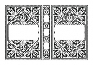 وکتور کادر و حاشیه خطی گلدار با تکست باکس سفید